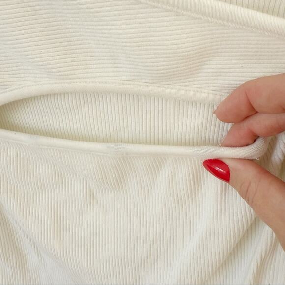 Citizens of Humanity Top Iris Long Sleeve Cut Out Ribbed Cassis Ivory Sz M - Picture 7 of 8